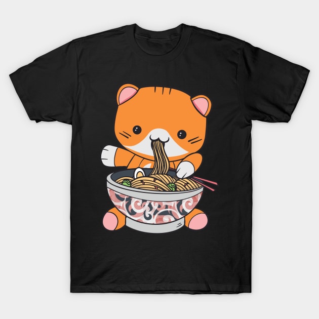 Kawaii Ramen Kitty - Cat Vaporwave Aesthetic World T-Shirt by PinkyTree